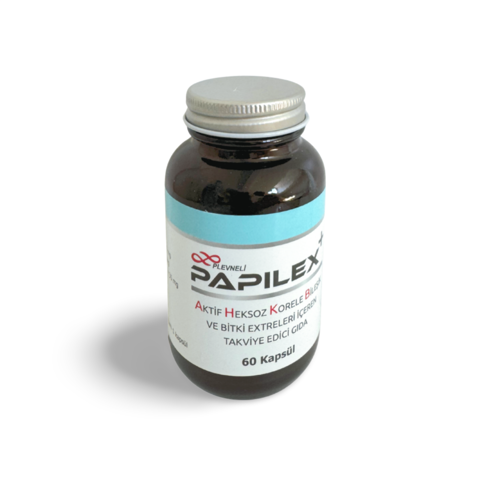 AHCC, EGCG ve Bitki Ekstreleri İçeren Takviye Edici Gıda Papillex+, 60 Kapsül
